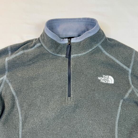 North Face TNF Gray Quarter Zip Fleece Pullover Women's Large Outdoor Gorpcore - Picture 6 of 13